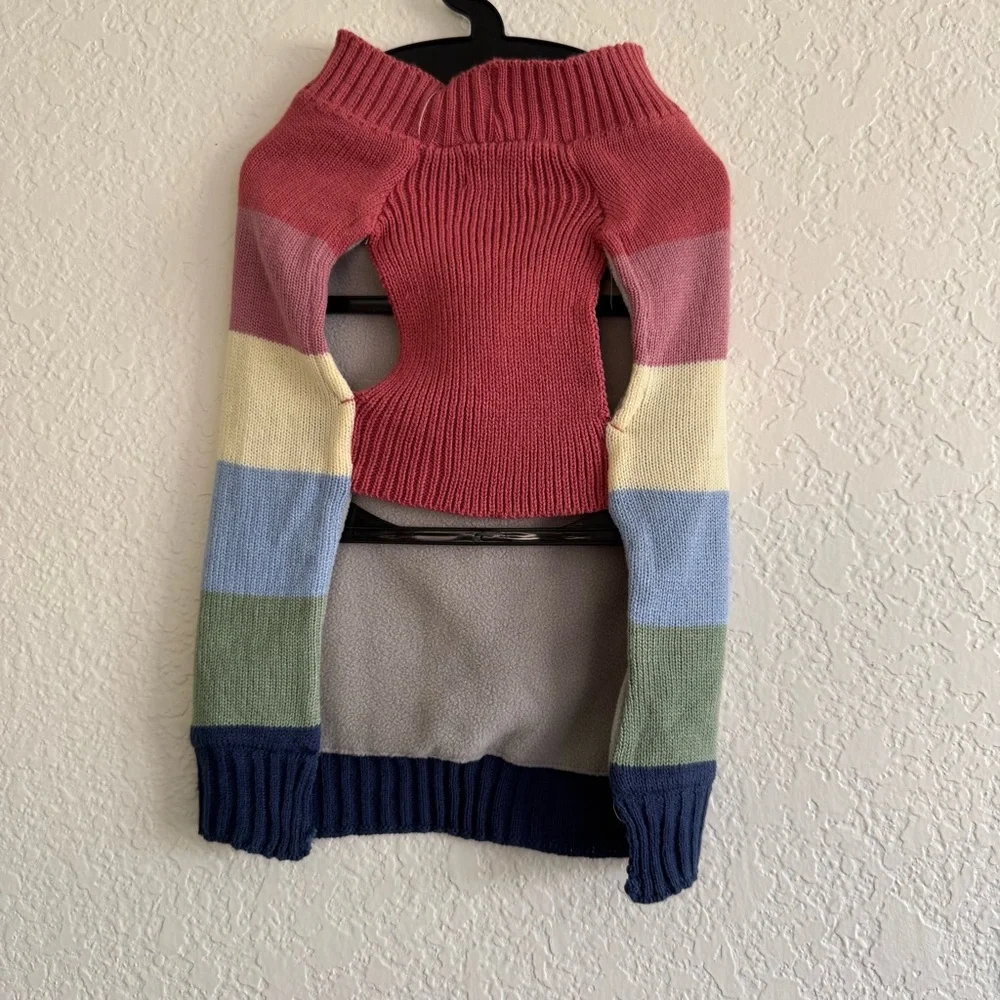 NWT Rachel Zoe Dog Multicolor Striped Turtleneck Sweater Size Medium
